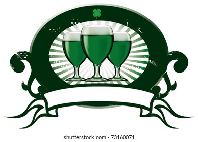green beer fest shield with three cup