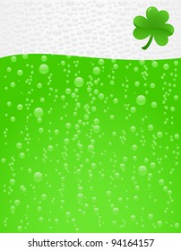 Green beer with foam background