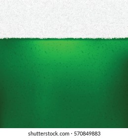 Green beer with foam background. Vector illustration