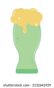 green beer glass on white background