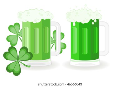 Green beer glasses for St Patrick's Day