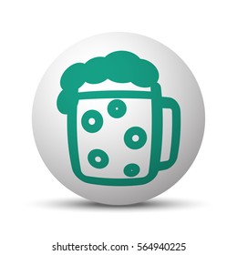 Green Beer icon on white sphere