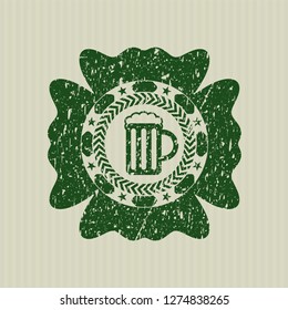 Green beer jar icon inside grunge stamp