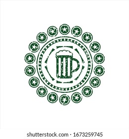 Green beer jar icon with rubber seal texture