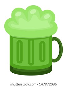 Green Beer Mug Cartoon Illustration on St. Patrick's Day