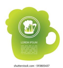 Green beer mug isolated on white background. St. Patrick's Day symbol. Design element for flyers or banners.