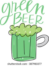 Green beer in a mug for St. Patrick's Day