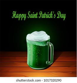 Green beer in mug vector