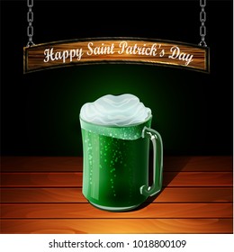 Green beer in mug vector