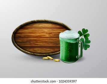 Green beer in mug vector