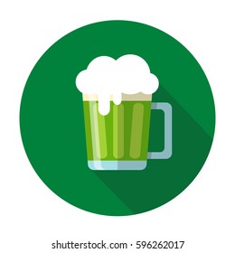 Green beer mug vector isolated. Saint Patrick's Day symbol. Design element for flyers or banners.  Flat design.