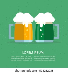 Green beer mug vector isolated. Saint Patrick's Day symbol. Design element for flyers or banners. Flat design.