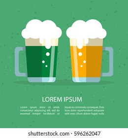 Green beer mug vector isolated. Saint Patricks Day symbol. Design element for flyers or banners. Flat design.
