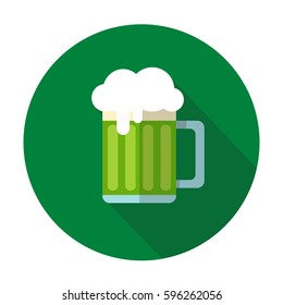 Green beer mug vector isolated. Saint Patricks Day symbol. Design element for flyers or banners. Flat design.
