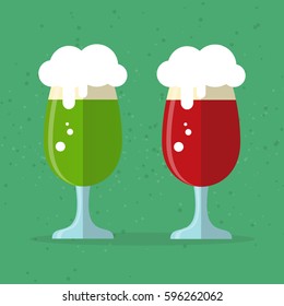Green beer mug vector isolated. Saint Patrick's Day symbol. Design element for flyers or banners.  Flat design.