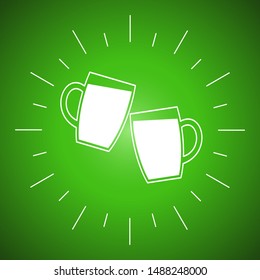 green beer in mugs. vector illustration. St. Patrick's day. two mugs clink.