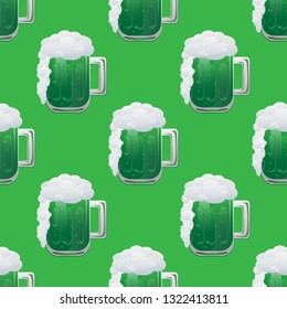 Green beer seamless pattern vector illustration