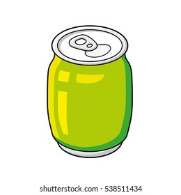 Green beer or soda soft drink can isolated.