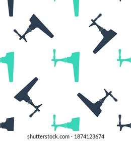 Green Beer tap icon isolated seamless pattern on white background. Vector.