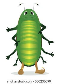 Green beetle character. Vector