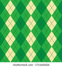 Green And Beige Argyle Seamless Vector Pattern