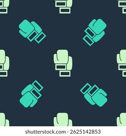 Green and beige Boxing glove icon isolated seamless pattern on blue background.  Vector