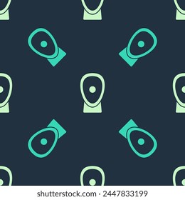 Green and beige Boxing training paws icon isolated seamless pattern on blue background.  Vector