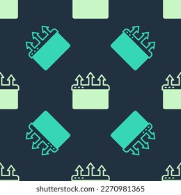 Green and beige Browser window icon isolated seamless pattern on blue background. Vector