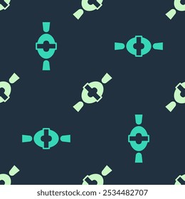 Icono de caramelo verde y beige aislado sin patrón sobre fondo azul. Feliz Halloween.  Vector