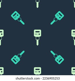 Green and beige Construction jackhammer icon isolated seamless pattern on blue background.  Vector