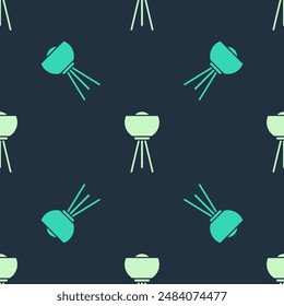 Green and beige Floor lamp icon isolated seamless pattern on blue background.  Vector