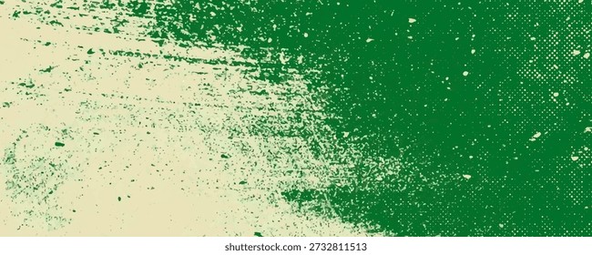 Fondo verde y beige del grunge con los puntos del semitono y la textura desgastada de la vendimia