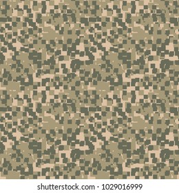 Green, beige and khaki digital camouflage is a seamless pixel pattern that can be used as a camo print for clothing and background and backdrop or computer wallpaper