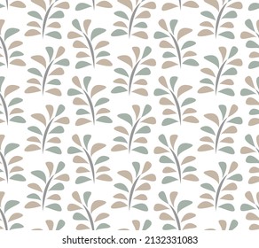 Green and beige leaves on white background. Leaves for textiles, fabric, wallpaper, wrapping paper, homeware, home decor, web design.