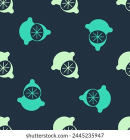 Green and beige Lime icon isolated seamless pattern on blue background.  Vector