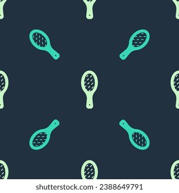 Green and beige Nail file icon isolated seamless pattern on blue background. Manicure tool.  Vector