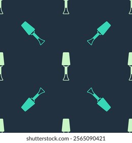 Green and beige Nail polish icon isolated seamless pattern on blue background.  Vector