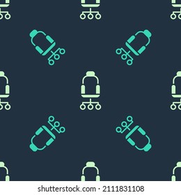 Green and beige Office chair icon isolated seamless pattern on blue background.  Vector