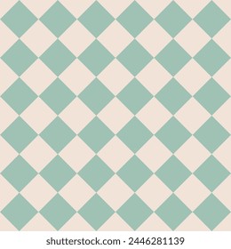 Green and beige rhombus pattern. Geometric background. Decor, textile, texture, clothes. Banner, brochure, poster, card. Vector illustration. 