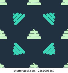 Green and beige Shit icon isolated seamless pattern on blue background.  Vector