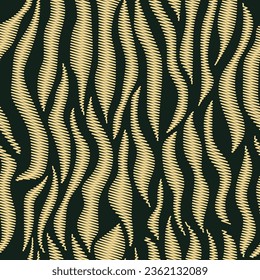 Green and Beige Stripes pattern. Contemporary scribble seamless repeat pattern. Trend of 2023. Modern and minimal stripe print fashion fabric illustration background