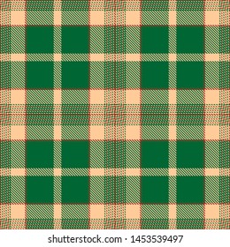 Green and Beige Tartan Plaid Scottish Seamless Pattern. Texture from tartan, plaid, tablecloths, shirts, clothes, dresses, bedding, blankets and other textile.