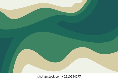 Green and beige wave abstract background with delicate illustration, delicate vector