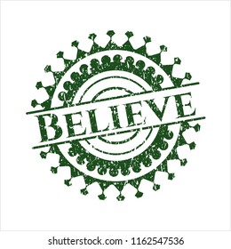 Green Believe distress grunge style stamp