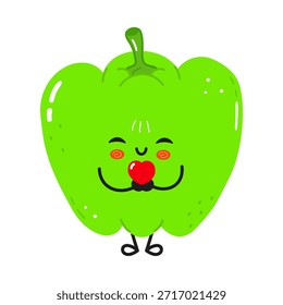 Ilustración de amor de sentimiento de personaje de pimiento verde