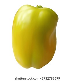 Green bell pepper isolated on a neutral background. Photorealistic. Mesh grid. Fresh, ripe bell peppers are presented in a simple composition suitable for food design, packaging, healthy eating concep