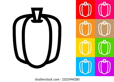 Morrón verde. Icono De Línea Con Fondo De Color Diferente.