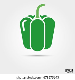 Green Bell Pepper Vegetable Two Color Vector Icon