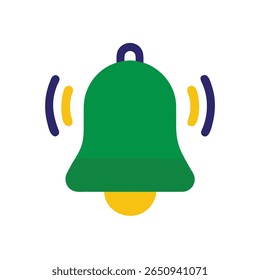 Green bell with yellow sound waves a blue handle on Brazil Proclamação da Republica