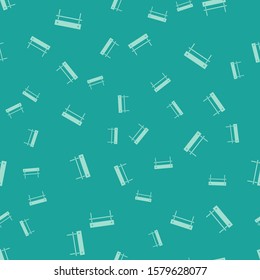 Green Bench icon isolated seamless pattern on green background.  Vector Illustration